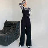 Korejski modni crni kombinezon Ženski Ljeto Jesen Elegantni kombinezoni visokog struka Kombinezoni za žene Combinaison Femme