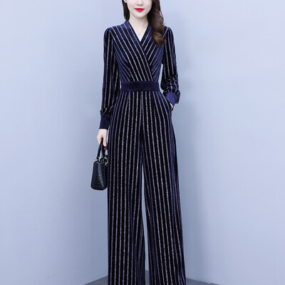 2024, primăvară, toamnă, catifea, ocazional, haine Y2K, cu mânecă lungă, cu decolteu în V, bodycon, salopetă pentru femei, îmbrăcăminte sportivă de stradă, ținute cu barcelă