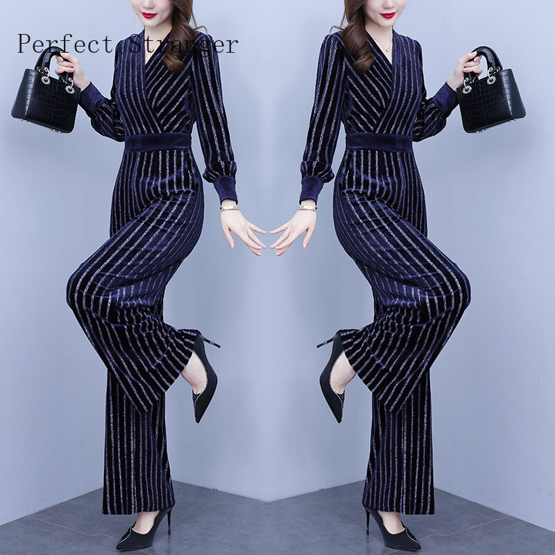 2024, primăvară, toamnă, catifea, ocazional, haine Y2K, cu mânecă lungă, cu decolteu în V, bodycon, salopetă pentru femei, îmbrăcăminte sportivă de stradă, ținute cu barcelă