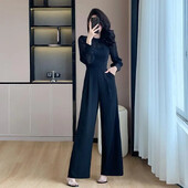 Novi proljetni ženski kombinezon širokih nogavica elegantnog francuskog stila 2024. Taille Hauteur Modèle