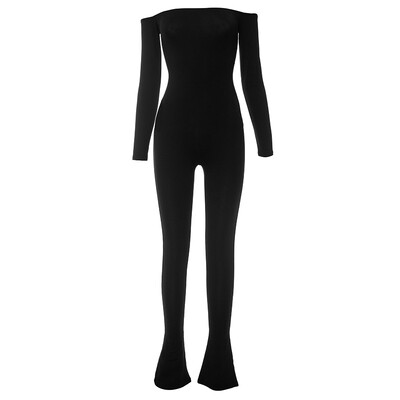 Juhuslikud mustad õlgadeta kombinesoonid Seksikas moodne elegantne kriipskrae 2024 pikkade varrukatega kõrge elastsusega Bodycon Clubi sidemega trikoo