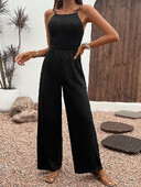 Fashion Casual Γυναικείο Παντελόνι Μαύρο Χρώμα Τσέπη Διπλό ώμο Λεπτό Σαλόνι ίσιο Παντελόνι με Φαρδύ Πόδι