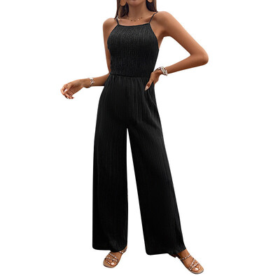 Fashion Casual Γυναικείο Παντελόνι Μαύρο Χρώμα Τσέπη Διπλό ώμο Λεπτό Σαλόνι ίσιο Παντελόνι με Φαρδύ Πόδι