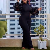 Елегантни черни гащеризони и гащеризони за жени, О-образно деколте, прозрачен колан с талия, прави луксозни дамски екипи за парти за рожден ден