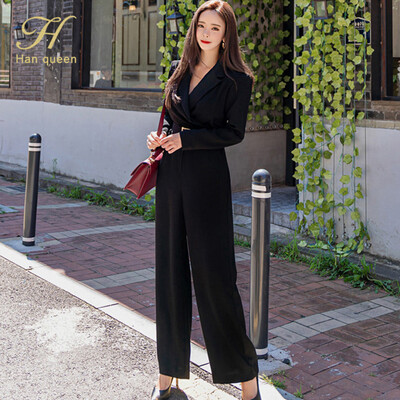 H Han Queen Vruće rasprodaje Proljetni korejski kombinezoni širokih nogavica Ženske uske hlače visokog struka Elegantne šik profesionalne ležerne kombinezone