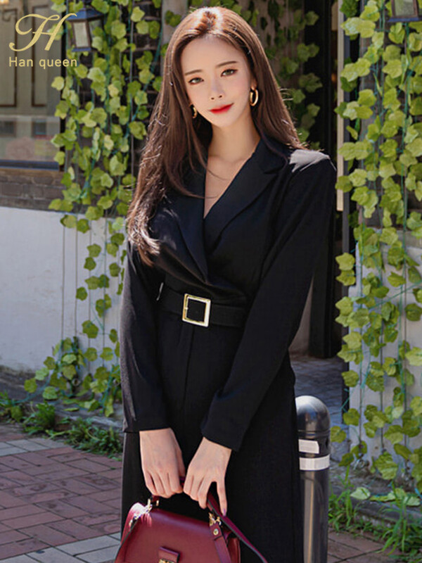 H Han Queen Vruće rasprodaje Proljetni korejski kombinezoni širokih nogavica Ženske uske hlače visokog struka Elegantne šik profesionalne ležerne kombinezone