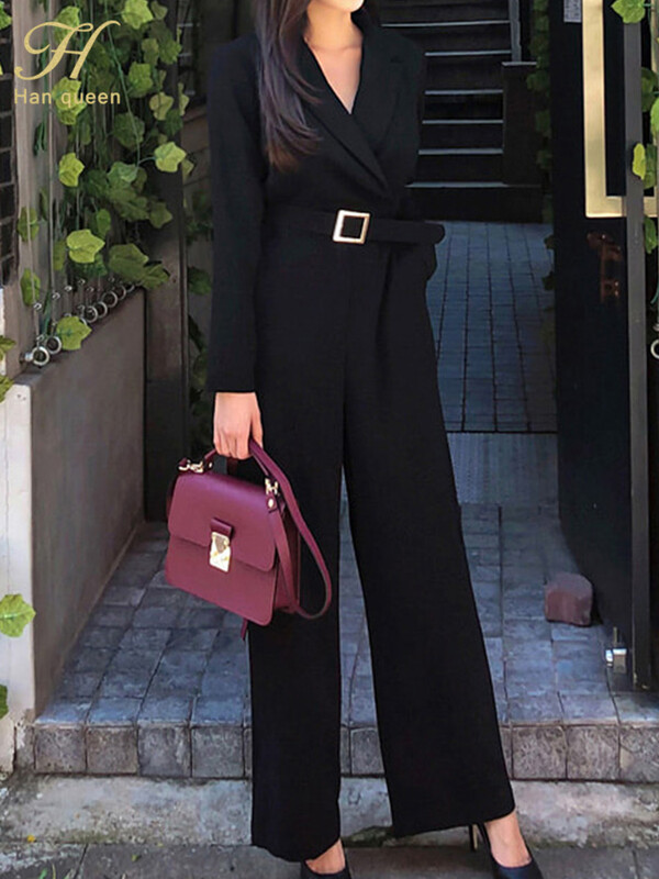 H Han Queen Vruće rasprodaje Proljetni korejski kombinezoni širokih nogavica Ženske uske hlače visokog struka Elegantne šik profesionalne ležerne kombinezone