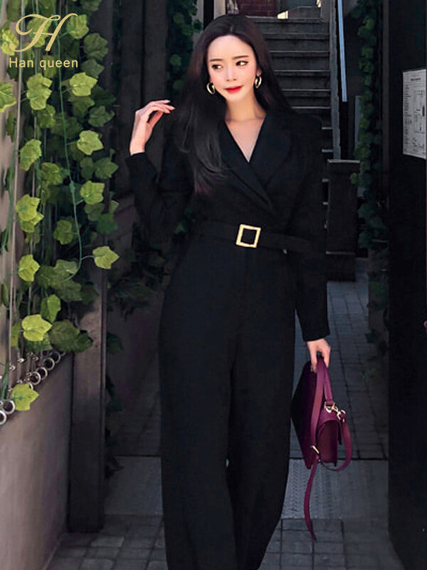 H Han Queen Vruće rasprodaje Proljetni korejski kombinezoni širokih nogavica Ženske uske hlače visokog struka Elegantne šik profesionalne ležerne kombinezone