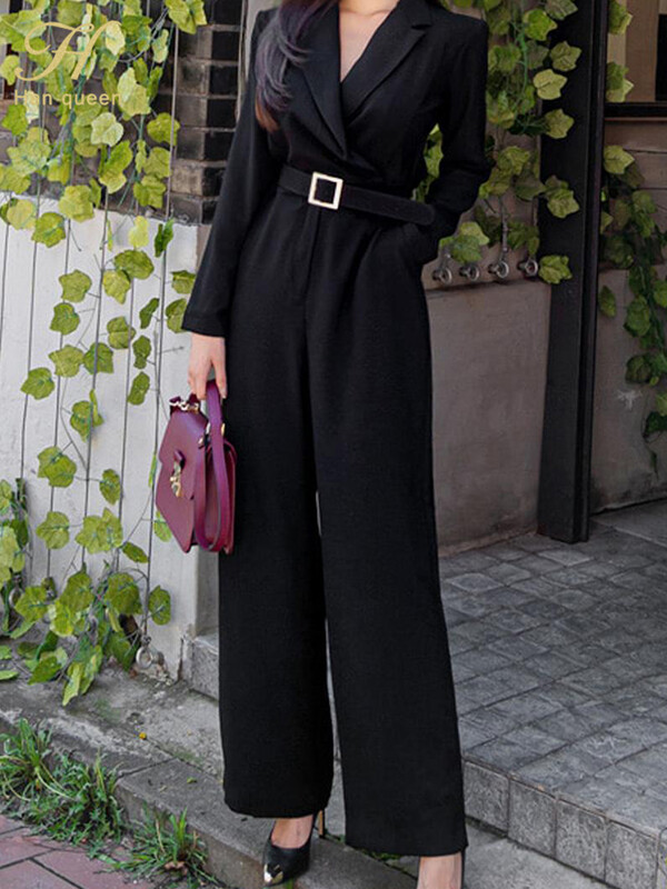 H Han Queen Vruće rasprodaje Proljetni korejski kombinezoni širokih nogavica Ženske uske hlače visokog struka Elegantne šik profesionalne ležerne kombinezone