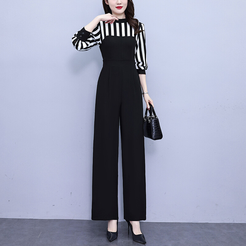 Casual ριγέ συνονθύλευμα γυναικεία ολόσωμη φόρμα Άνοιξη Καλοκαίρι Ψηλόμεσο Γραφείο Γυναικείες φόρμες Combinaison Femme Κομψές φόρμες