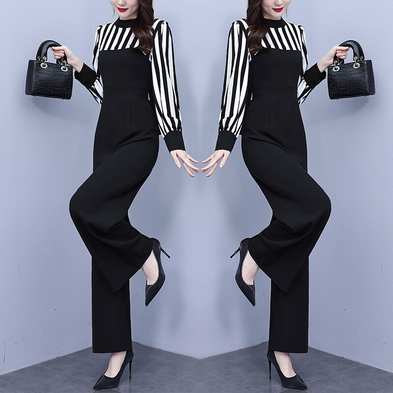 Casual ριγέ συνονθύλευμα γυναικεία ολόσωμη φόρμα Άνοιξη Καλοκαίρι Ψηλόμεσο Γραφείο Γυναικείες φόρμες Combinaison Femme Κομψές φόρμες