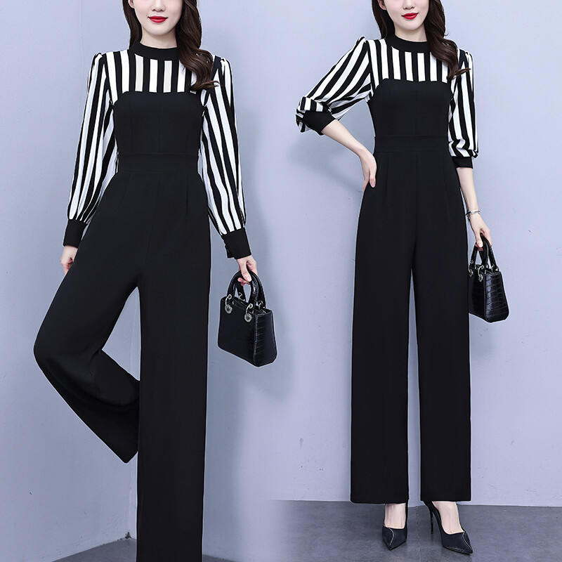 Casual ριγέ συνονθύλευμα γυναικεία ολόσωμη φόρμα Άνοιξη Καλοκαίρι Ψηλόμεσο Γραφείο Γυναικείες φόρμες Combinaison Femme Κομψές φόρμες