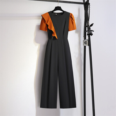 EWQ Sweet Style Chic Jumpsuit naiste volangid Patchwork Patchwork sirge kõrge vöökohaga naiste kombinesoonid Sügis 2023 Uus 27SN2786