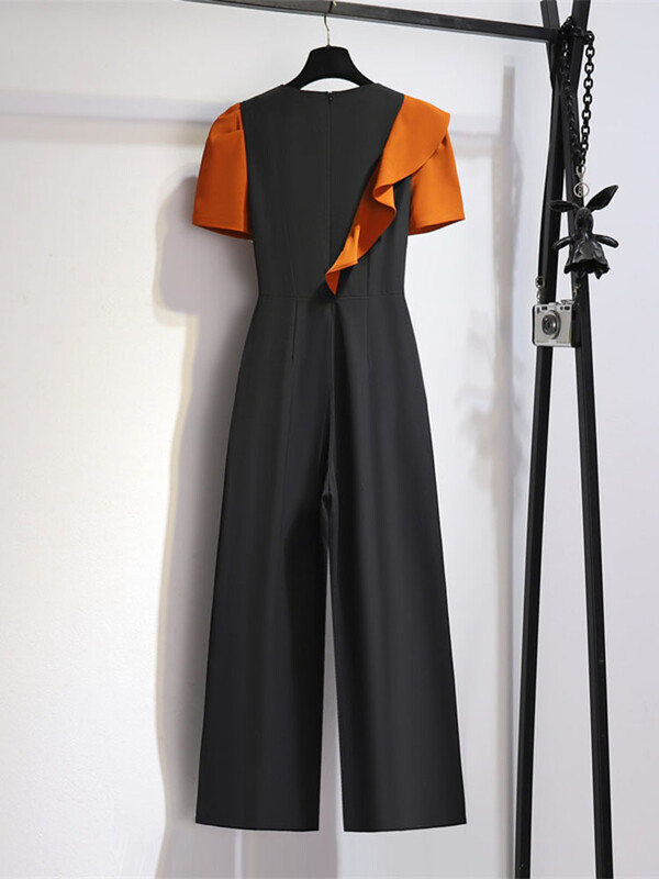 EWQ Sweet Style Chic Jumpsuit naiste volangid Patchwork Patchwork sirge kõrge vöökohaga naiste kombinesoonid Sügis 2023 Uus 27SN2786