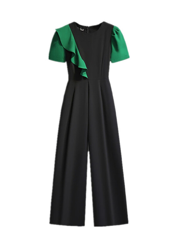 EWQ Sweet Style Chic Jumpsuit naiste volangid Patchwork Patchwork sirge kõrge vöökohaga naiste kombinesoonid Sügis 2023 Uus 27SN2786