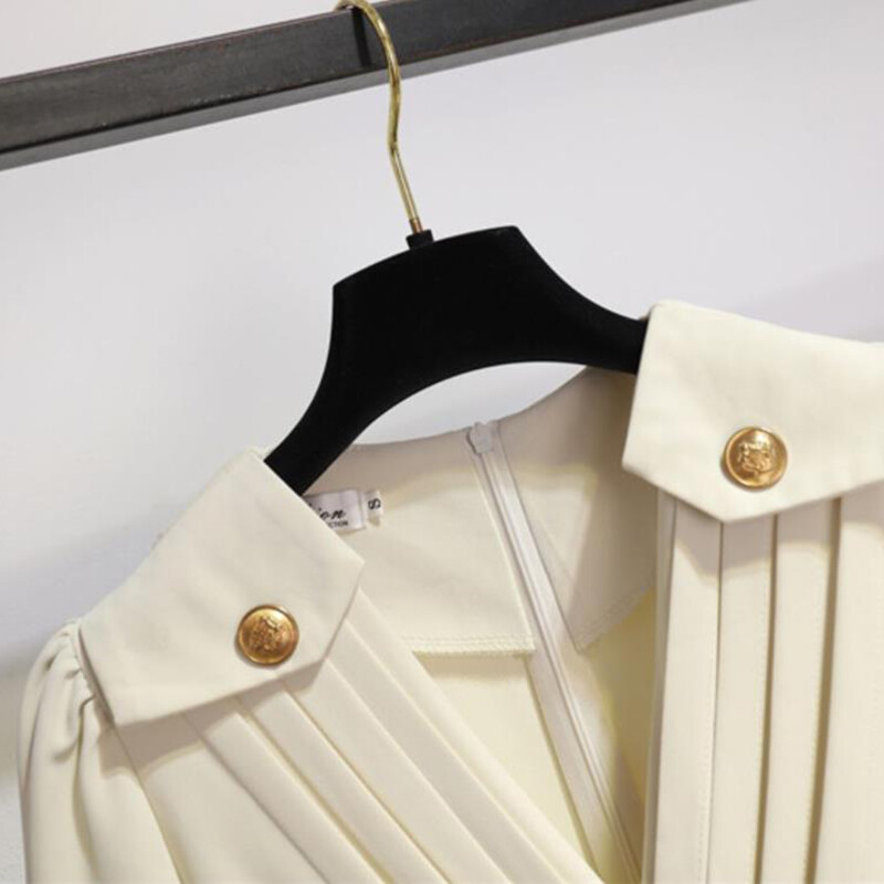 Елегантен офис дамски гащеризон Дамски летен гащеризон с V-образно деколте и тънък гащеризон с къс ръкав и колан