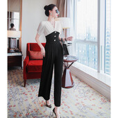 2024. aasta kevad/suvi uus etnilise stiiliga mood, laia säärega kombinesoon, lühikeste varrukatega Euroopa ja Ameerika naiste püksid T94