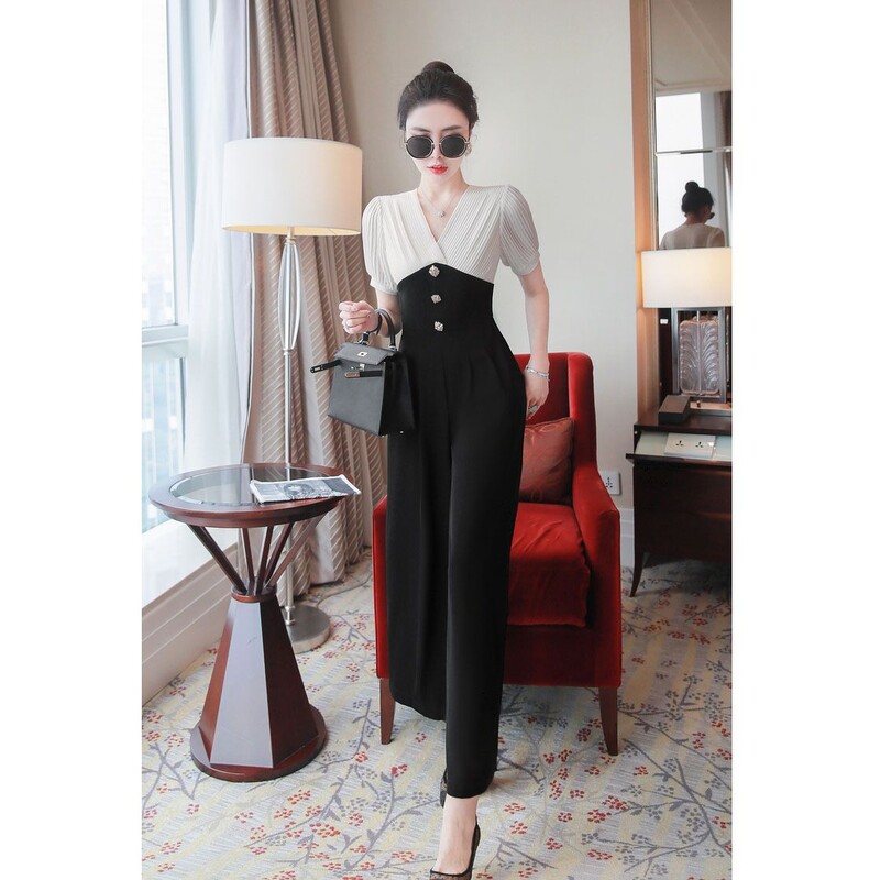 2024. aasta kevad/suvi uus etnilise stiiliga mood, laia säärega kombinesoon, lühikeste varrukatega Euroopa ja Ameerika naiste püksid T94