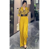 Ljeto 2024. Nova ženska vrhunska moda, tanak temperamentni visoki struk, labav i elegantan ženski kombinezon širokih nogavica koji smanjuje starost