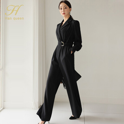 H Han Queen kuum soodusmüük Kevad-sügis Elegantne äritriibulised kombinesoonid Naiste laia säärega Professionaalne vabaaja büroo kõrge vöökohaga püksid