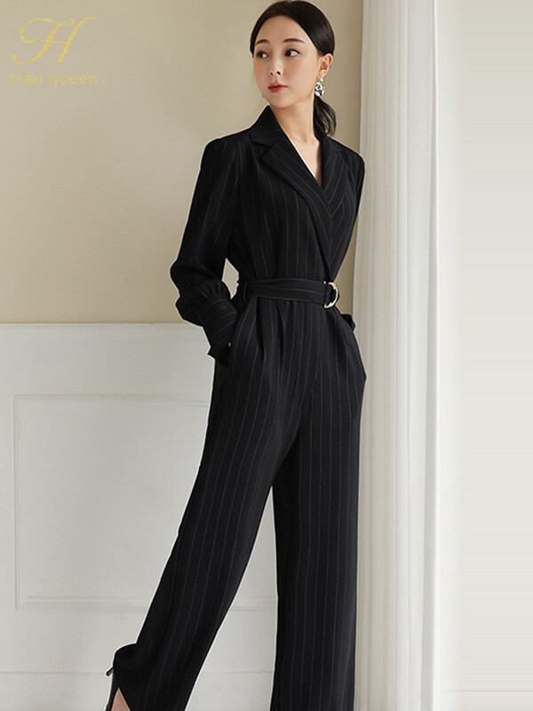 H Han Queen kuum soodusmüük Kevad-sügis Elegantne äritriibulised kombinesoonid Naiste laia säärega Professionaalne vabaaja büroo kõrge vöökohaga püksid