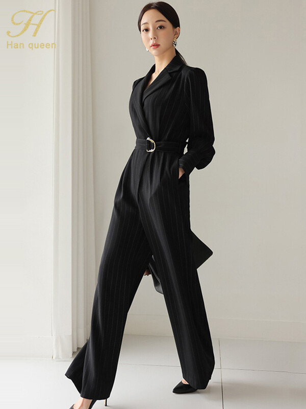 H Han Queen kuum soodusmüük Kevad-sügis Elegantne äritriibulised kombinesoonid Naiste laia säärega Professionaalne vabaaja büroo kõrge vöökohaga püksid
