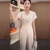 Ljeto 2023. Novi ženski modni kombinezoni Široki V-izrez kratkih rukava Crni kombinezoni za žene Kombinezon