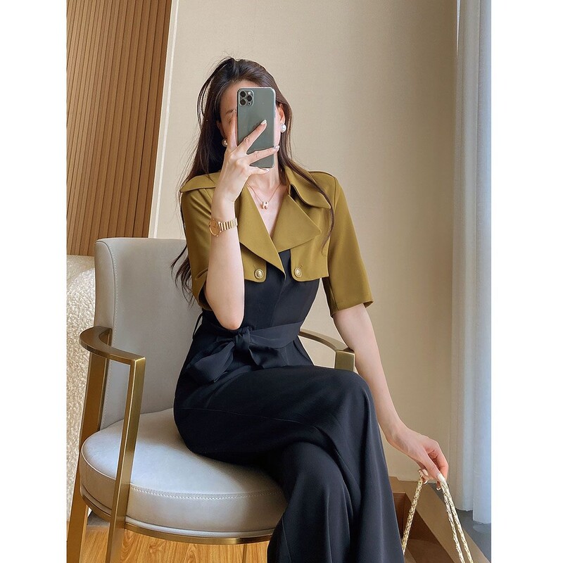 Hot Sale Ženske seksi vintage štrample duge hlače Ženski uski kombinezon kratkih rukava Čipka Jednobojne ležerne 2024. Hlače T95