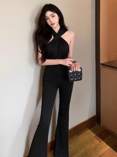 Naiste kimotimo kombinesoon Ameerika seksikas kapuutsiga õlgadeta seljata vöökoht, pikad püksid, suvine varrukateta moodne komplekt