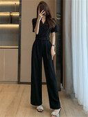 Suvised naiste seksikad V-kaelusega lühikeste varrukatega trükitud püksid, naiste ühevärvilised nööbid, laia säärega kombinesoonid, uus mood, naistele T182