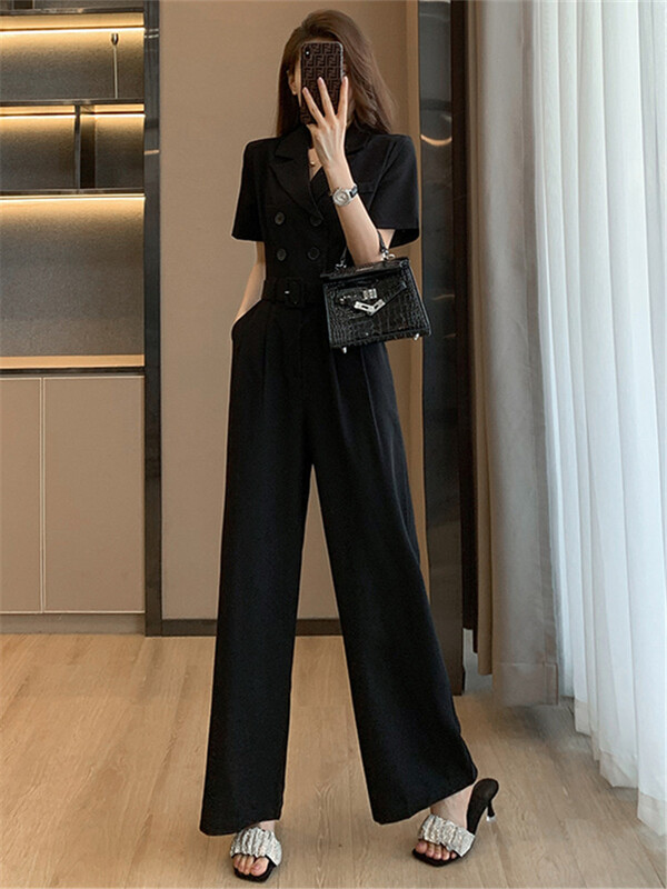 Suvised naiste seksikad V-kaelusega lühikeste varrukatega trükitud püksid, naiste ühevärvilised nööbid, laia säärega kombinesoonid, uus mood, naistele T182