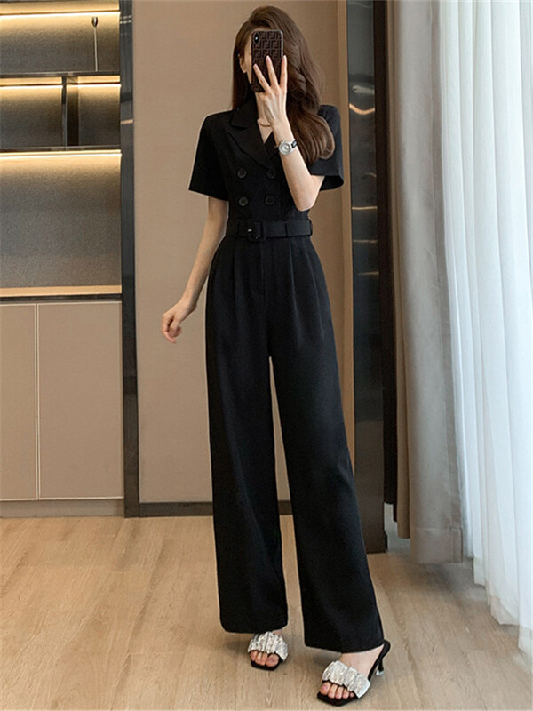 Suvised naiste seksikad V-kaelusega lühikeste varrukatega trükitud püksid, naiste ühevärvilised nööbid, laia säärega kombinesoonid, uus mood, naistele T182