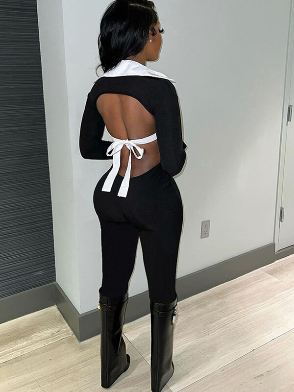 Kricesseen Ženske kratke hlače s crnom kravatom Modni ženski pripijeni poslovni kombinezoni Kombinezoni Odjeća za noćne klubove