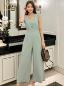 H Han Queen Ljetni elegantni poslovni kombinezoni Ženski jednostavni široki dugi kombinezoni za igru Korejske ležerne hlače bez rukava Uredske dame