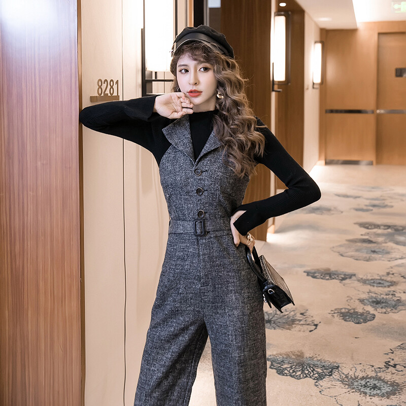 Korea kevad-sügis kombinesoon naiste kõrge vöökohaga kontori naiste kombinesoonid Combinaison Femme elegantsed kombinesoonid