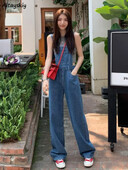 Kombinezoni širokih nogavica Ženski proljetni korejski stil Ulična odjeća Vintage moda Ulzzang Jednostavan šik Ležeran širok široki struk