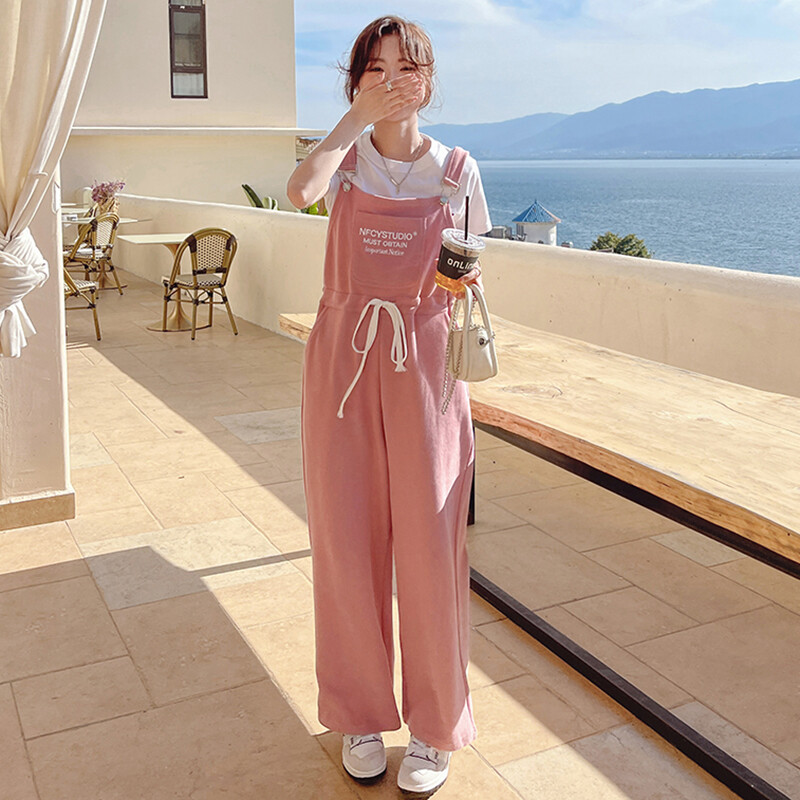 Salopetă șic coreeană roz gri femei primăvară toamnă talie înaltă salopete casual Combinaison femme salopete elegante