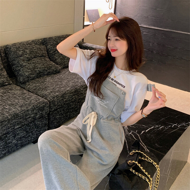 Salopetă șic coreeană roz gri femei primăvară toamnă talie înaltă salopete casual Combinaison femme salopete elegante