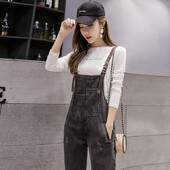 Modne ženske traper hlače u korejskom stilu, ravne uske traperice, kombinezoni s visokim strukom, džepovi, modni kombinezoni