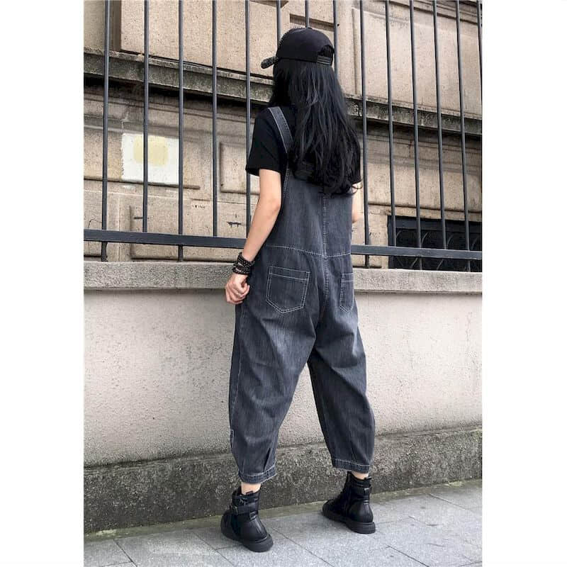 Salopete din denim pentru femei, largi, modă coreeană, pantaloni drepti, Harajuku, ținute dintr-o bucată, salopete pentru femei, costumuri casual vintage