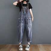 Ženski traper kombinezon 2024. proljeće/ljeto Nove široke Harlan traperice s naramenicama Ženske ležerne hlače do gležnja