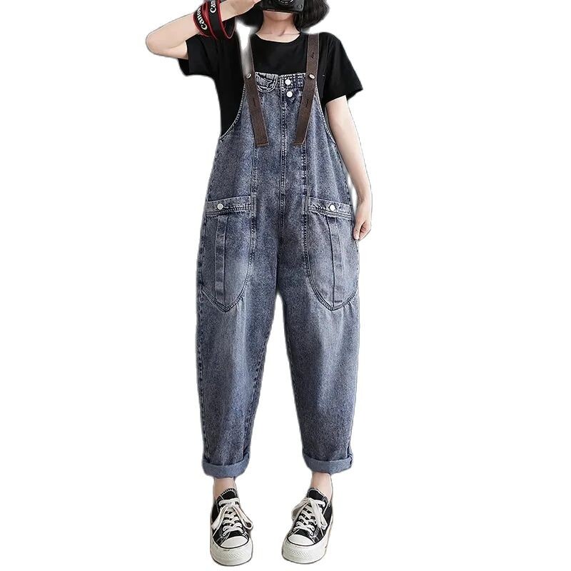 Ženski traper kombinezon 2024. proljeće/ljeto Nove široke Harlan traperice s naramenicama Ženske ležerne hlače do gležnja