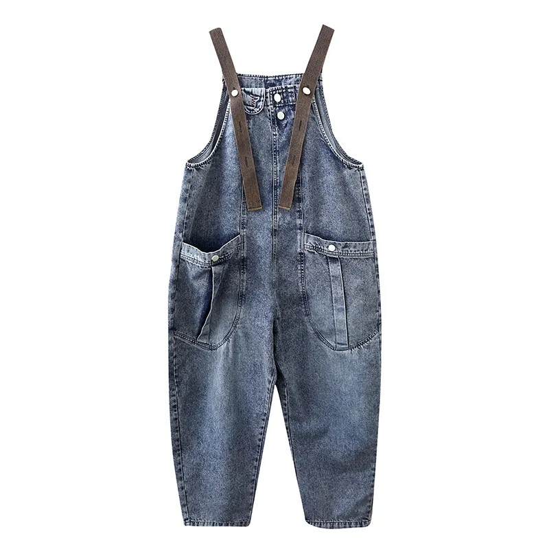 Ženski traper kombinezon 2024. proljeće/ljeto Nove široke Harlan traperice s naramenicama Ženske ležerne hlače do gležnja