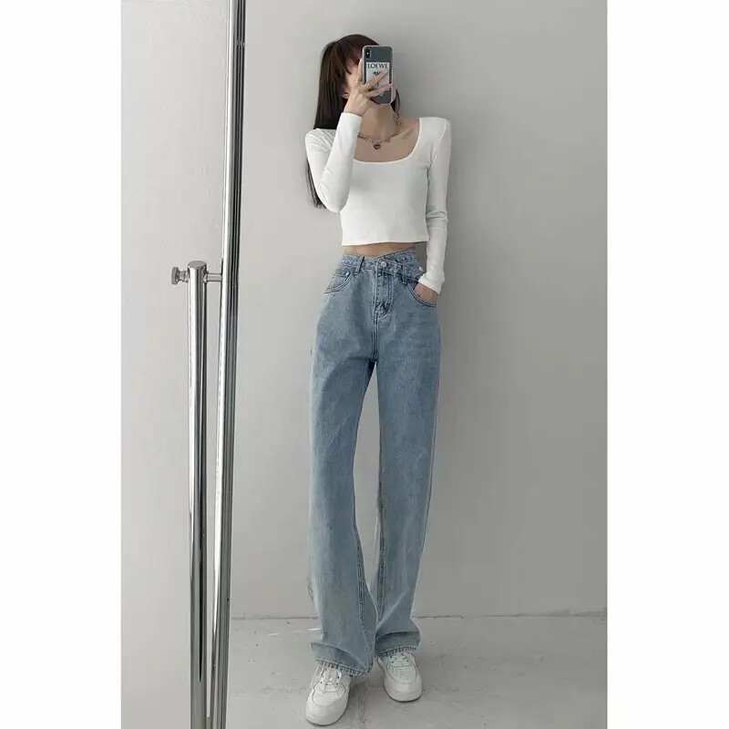 Vintage traperice ravnih nogavica visokog struka za mršavljenje Ženske elegantne proljetno-jesenske drapirane hlače do poda Sensibility Design