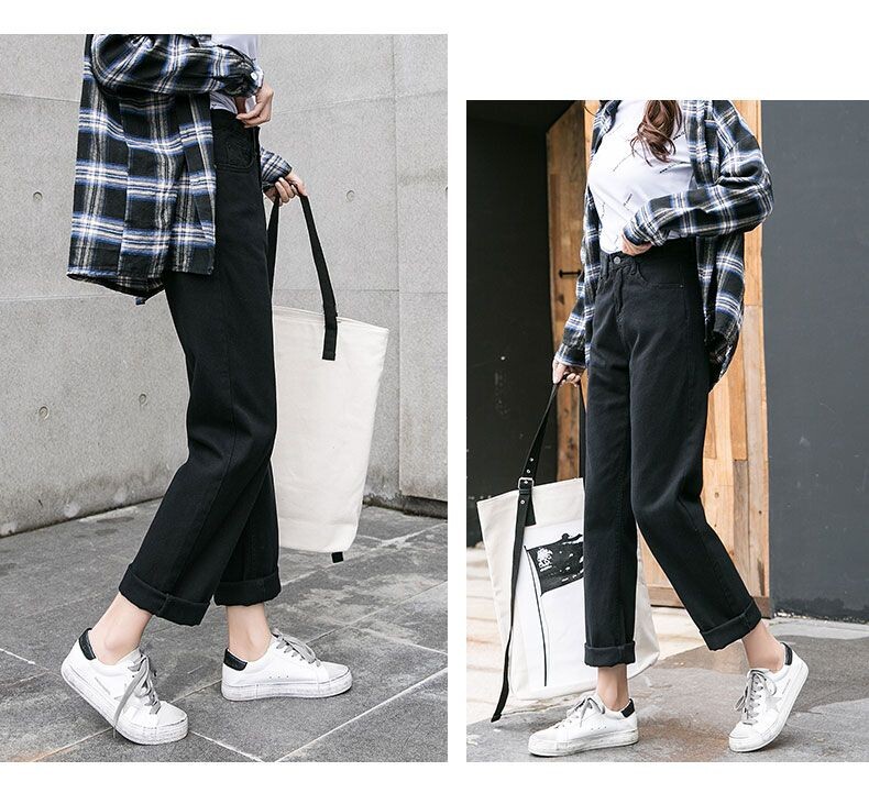 Ravne traperice, ženske visoke struke i tanke, svestrane nove jesenske 2024. široke i tanke ležerne hlače širokih nogavica