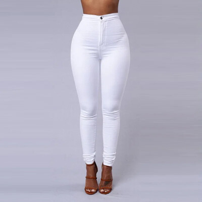 Blugi skinny de culoare uni pentru femeie, alb, negru, cu talie înaltă, blugi, vintage, sexy, lungi, pantaloni casual pentru femei, blugi denim