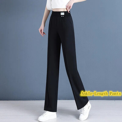 Suvised õhukesed teksad, naiste 2023, uued elastsed vöökohad, mugavad sirged teksapüksid, naiste jääsiid, laia säärega püksid, sinised mustad püksid