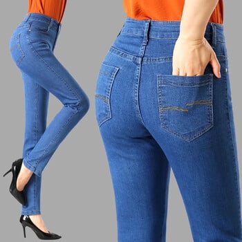 Oversize 36 Пролет Лято Mom Jeans Vintage Дамски дънкови панталони с висока талия Елегантни тесни прави панталони Vaqueros Бродирани панталони