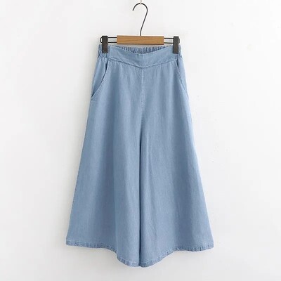 Säärepikkusega õhuke teksariidest Lyocell elastne kõrge vöökoht laia säärega lahtised vabaaja naistepüksid teksad Korea moepüksid naistele 2023