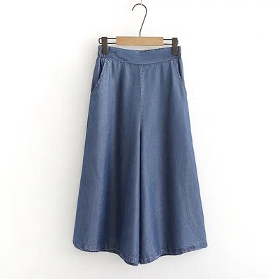 Säärepikkusega õhuke teksariidest Lyocell elastne kõrge vöökoht laia säärega lahtised vabaaja naistepüksid teksad Korea moepüksid naistele 2023